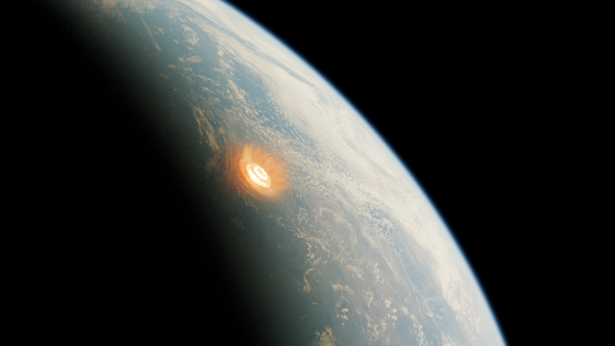 Oroff concept render of an impact on Earth